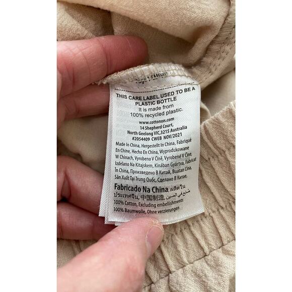 Cotton On Women's 10 Beige Elastic Waist Wide Leg Raw Hem Capri Pants - Picture 4 of 6